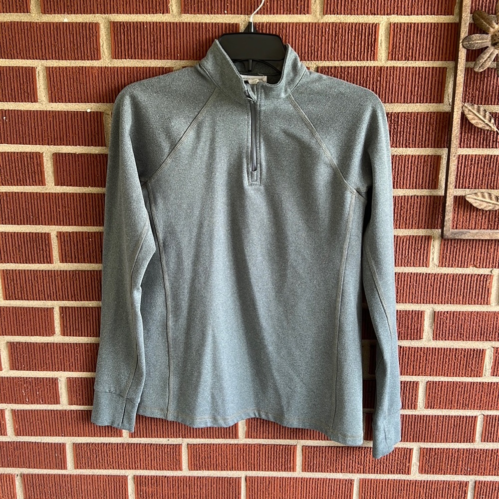 Threads 4 thought green pullover quarter zip and thumb holes workout small